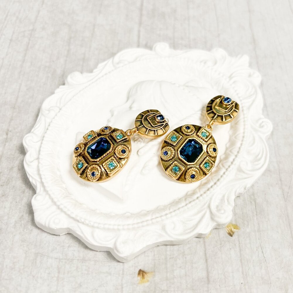 Blue Crystal Earrings, Bridal Crystal Earrings, Bridesmaids Crystal Earrings - Picture 9 of 11